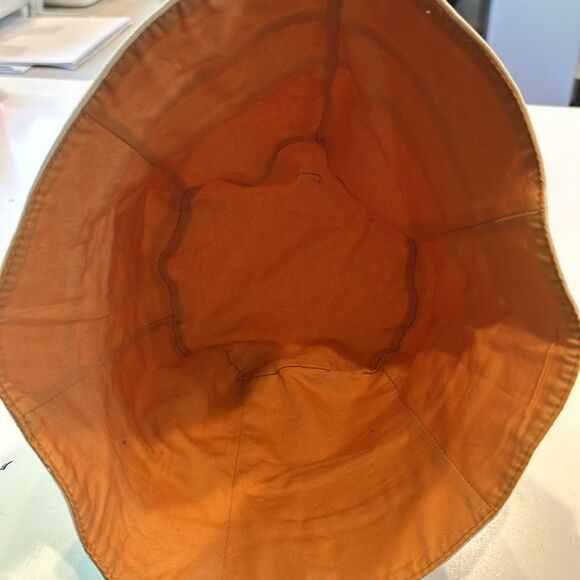 Michiko London natural off white and orange reversible, bucket hat - Picture 6 of 7